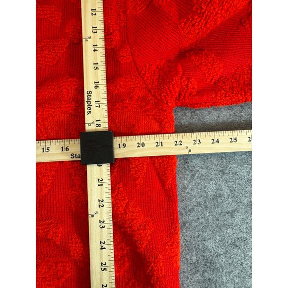 Vintage Sweater Womens Medium Red Cardigan Textured Knit Grandma Cottagecore - Picture 2 of 6